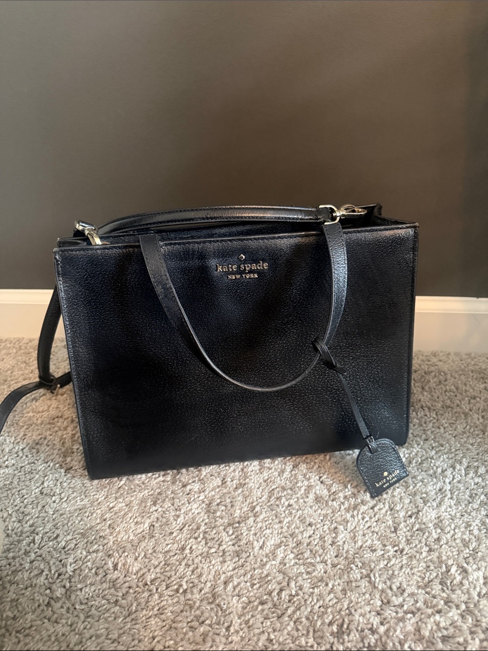 kate spade New York Black Leather Tote Bag